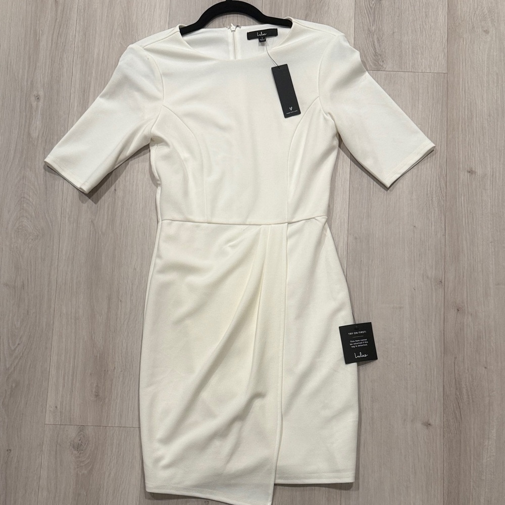 Lulu's Elegant White Midi Dress